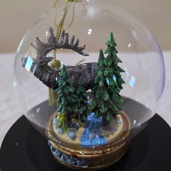 Flavia Milano The Memory Globe Ornament ELK IN THE WOODS Christmas Holiday Boxed - Picture 5 of 17